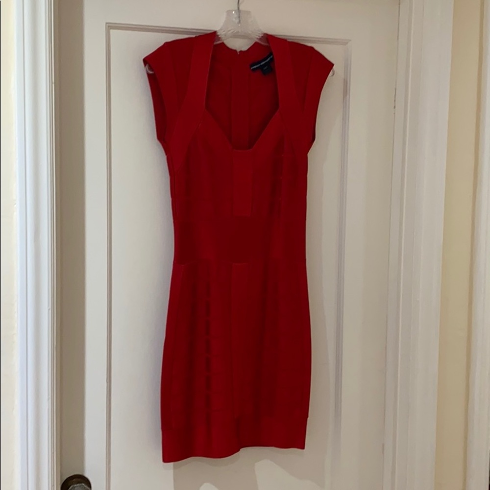 Red banded mini dress